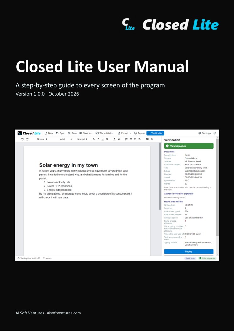 Cover of the Closed Lite manual